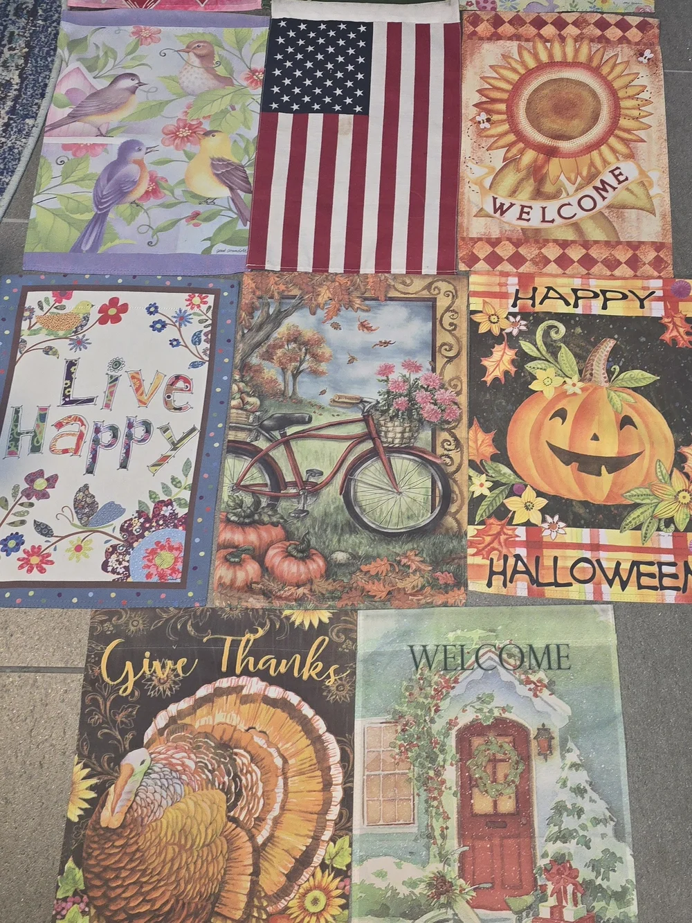 Seasonal Decorative Garden Flags - Assorted Fall & Holiday Designs 11 Total.